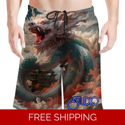 Le Studio Chinese Dragon 2 Beach Shorts